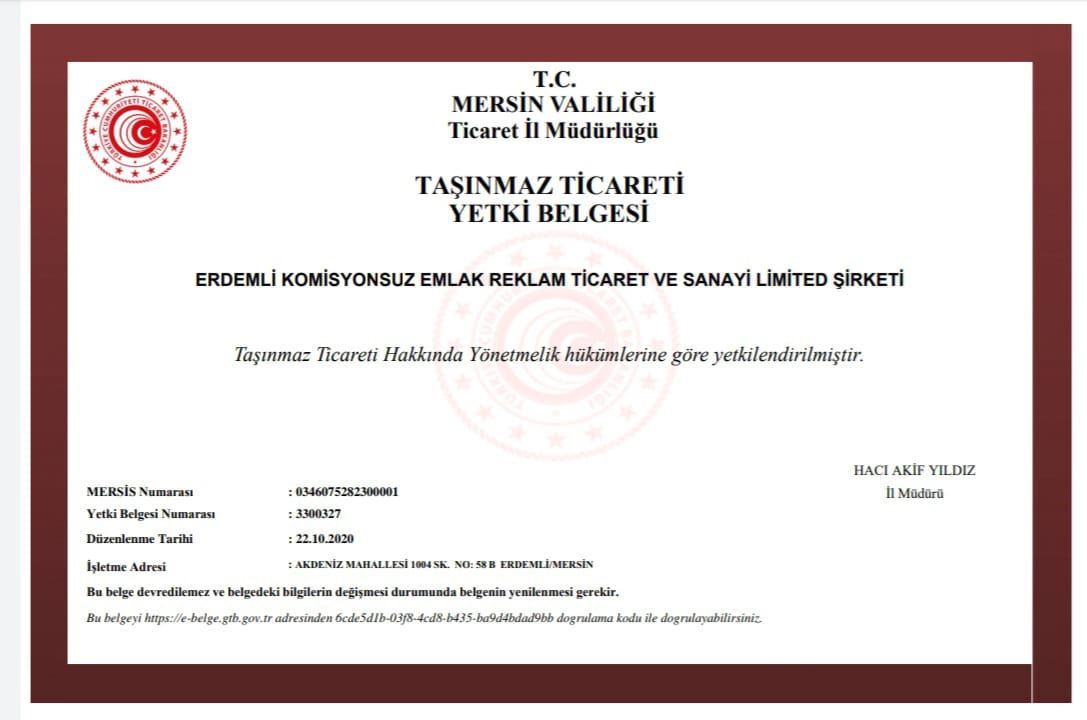 ERDEMLİKOMİSYONSUZ 1+1 SATILIK DAİRE ERDEML resmi